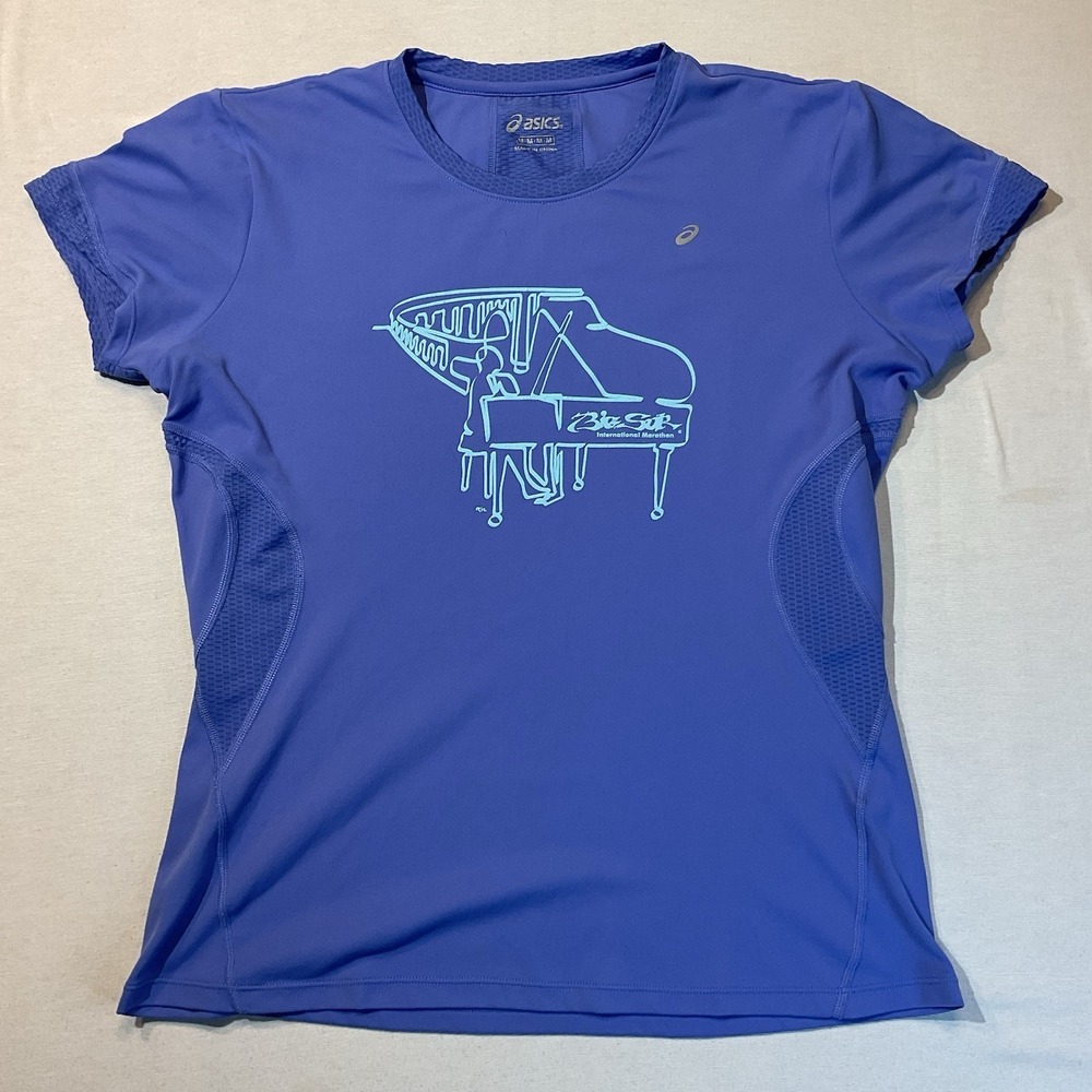Asics Blue/Purple Short Sleeve Athletic T-Shirt Size M,‎ Big Sur Piano Bridge